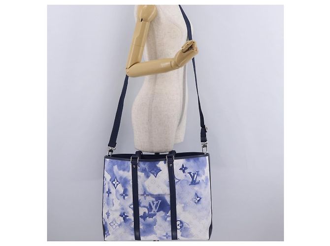 LOUIS VUITTON Monogram Watercolor Weekend Tote GM Blue M45755 LV Auth ka6444M Azul Monograma - vista 23