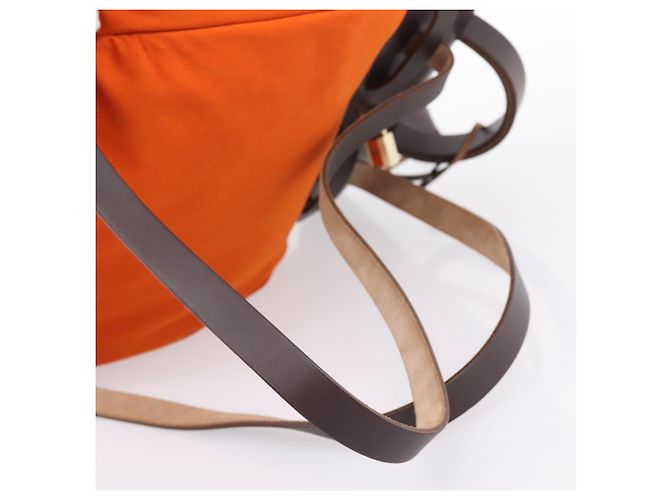 Hermès HERMES Herbag Ad PM Backpack Canvas Leather 2way Orange Gold Auth 204861M Golden - view 12