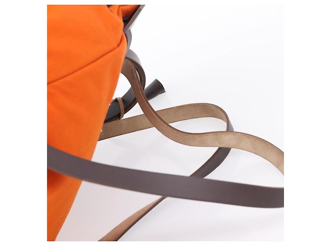 Hermès HERMES Herbag Ad PM Backpack Canvas Leather 2way Orange Gold Auth 204861M Golden - view 13