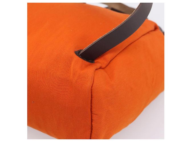 Hermès HERMES Herbag Ad PM Backpack Canvas Leather 2way Orange Gold Auth 204861M Golden - view 17
