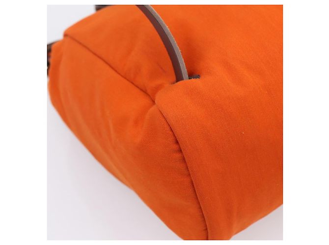Hermès HERMES Herbag Ad PM Backpack Canvas Leather 2way Orange Gold Auth 204861M Golden - view 18