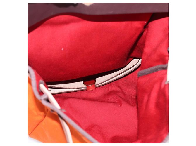 Hermès HERMES Herbag Ad PM Backpack Canvas Leather 2way Orange Gold Auth 204861M Golden - view 24