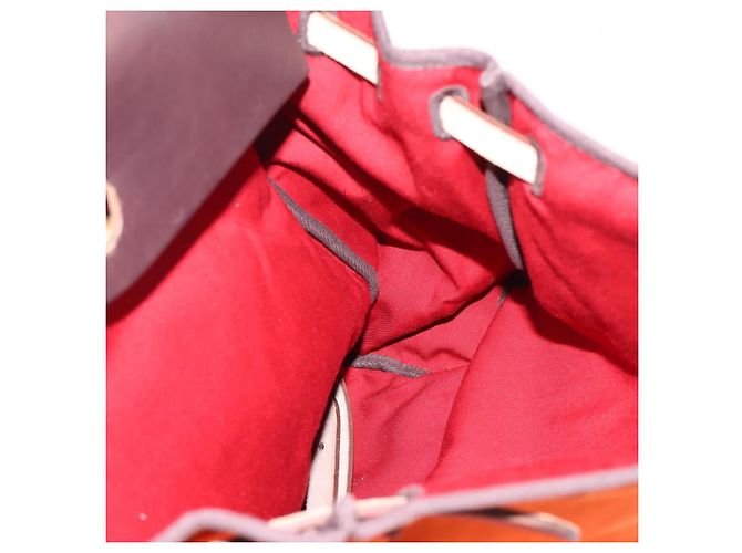 Hermès HERMES Herbag Ad PM Backpack Canvas Leather 2way Orange Gold Auth 204861M Golden - view 25