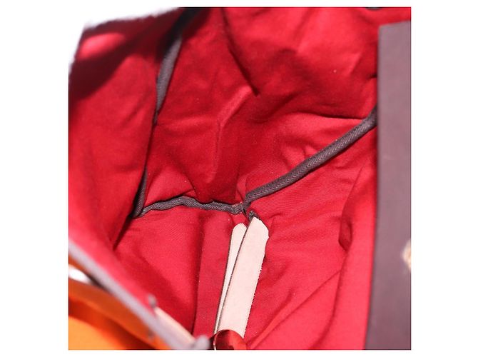 Hermès HERMES Herbag Ad PM Backpack Canvas Leather 2way Orange Gold Auth 204861M Golden - view 26