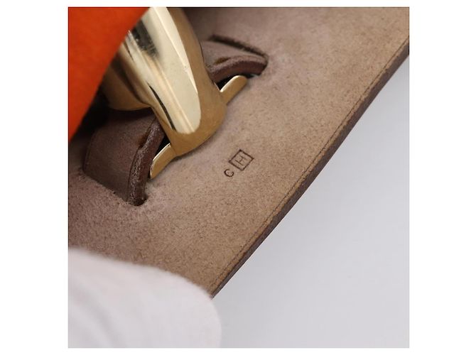 Hermès HERMES Herbag Ad PM Backpack Canvas Leather 2way Orange Gold Auth 204861M Golden - view 27