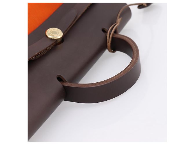 Hermès HERMES Herbag Ad PM Backpack Canvas Leather 2way Orange Gold Auth 204861M Golden - view 7