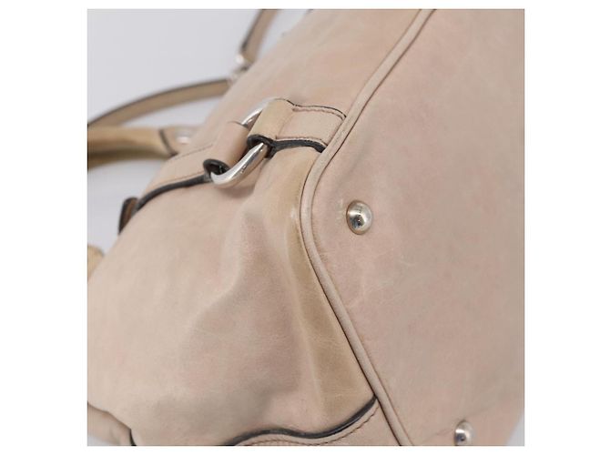 Miu Miu Handtasche Leder 2way Beige Silver Auth 167730A Silber - Ansicht 10