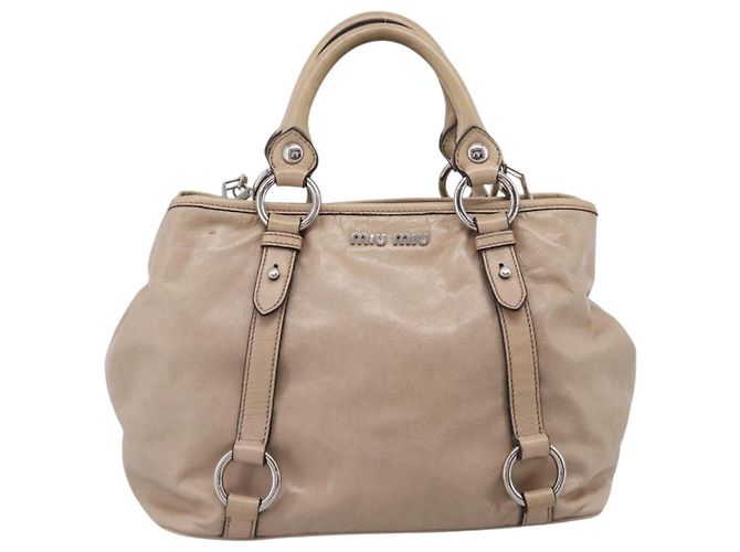 Miu Miu Handtasche Leder 2way Beige Silver Auth 167730A Silber - Ansicht 13