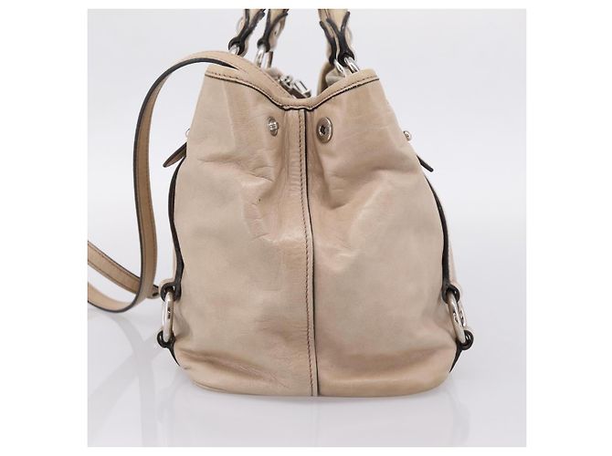 Miu Miu Handtasche Leder 2way Beige Silver Auth 167730A Silber - Ansicht 3