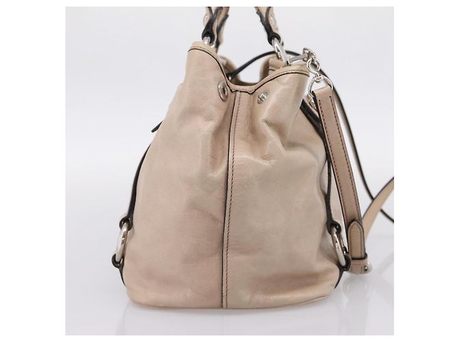 Miu Miu Handtasche Leder 2way Beige Silver Auth 167730A Silber - Ansicht 4