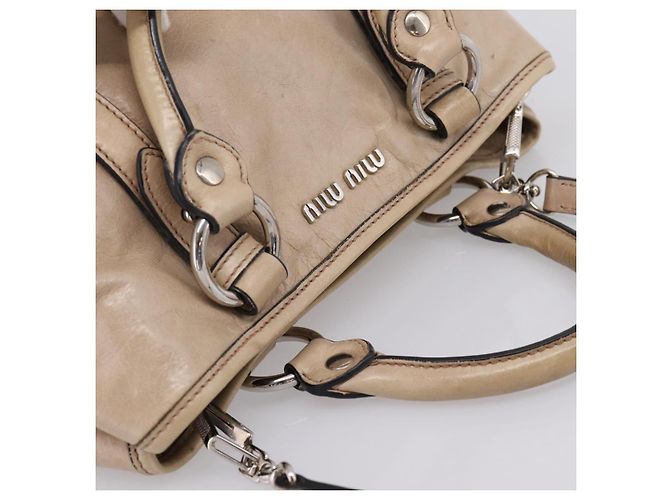 Miu Miu Handtasche Leder 2way Beige Silver Auth 167730A Silber - Ansicht 6