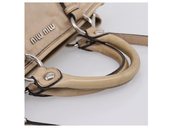 Miu Miu Handtasche Leder 2way Beige Silver Auth 167730A Silber - Ansicht 7