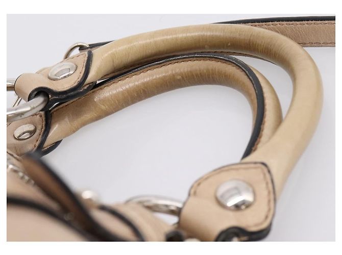 Miu Miu Handtasche Leder 2way Beige Silver Auth 167730A Silber - Ansicht 8