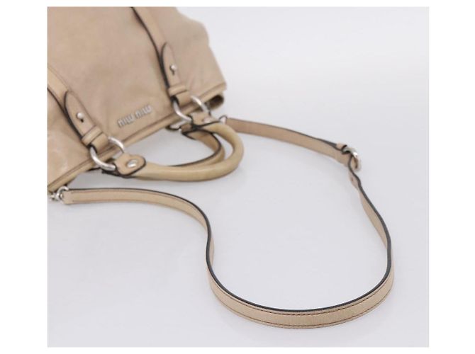 Miu Miu Handtasche Leder 2way Beige Silver Auth 167730A Silber - Ansicht 9