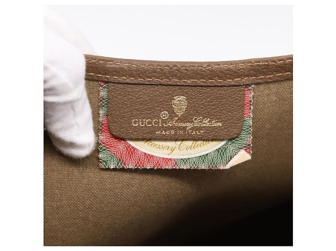 Borsa Tote GUCCI GG Supreme Web Sherry Line PVC Beige Gold 40 02 003 Auth 207471A D'oro - vista 15