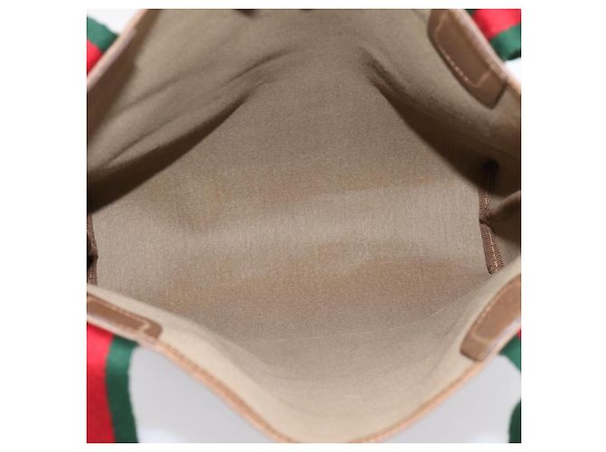Borsa Tote GUCCI GG Supreme Web Sherry Line PVC Beige Gold 40 02 003 Auth 207471A D'oro - vista 16