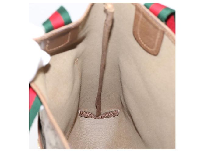 Borsa Tote GUCCI GG Supreme Web Sherry Line PVC Beige Gold 40 02 003 Auth 207471A D'oro - vista 18