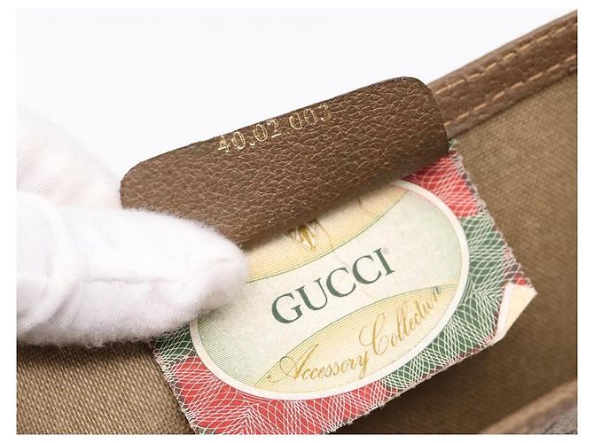 Borsa Tote GUCCI GG Supreme Web Sherry Line PVC Beige Gold 40 02 003 Auth 207471A D'oro - vista 20