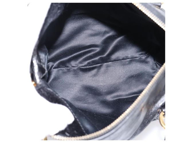 Borsa a mano Miu Miu con fiocco laterale in pelle 2way Nero Oro Auth am12763M D'oro - vista 10