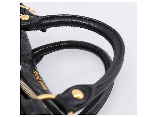 Borsa a mano Miu Miu con fiocco laterale in pelle 2way Nero Oro Auth am12763M D'oro - vista 14