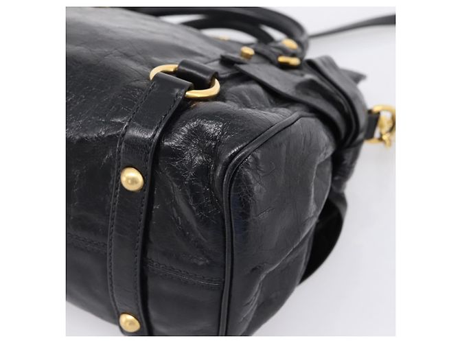 Borsa a mano Miu Miu con fiocco laterale in pelle 2way Nero Oro Auth am12763M D'oro - vista 18