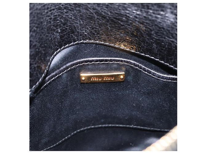 Borsa a mano Miu Miu con fiocco laterale in pelle 2way Nero Oro Auth am12763M D'oro - vista 21