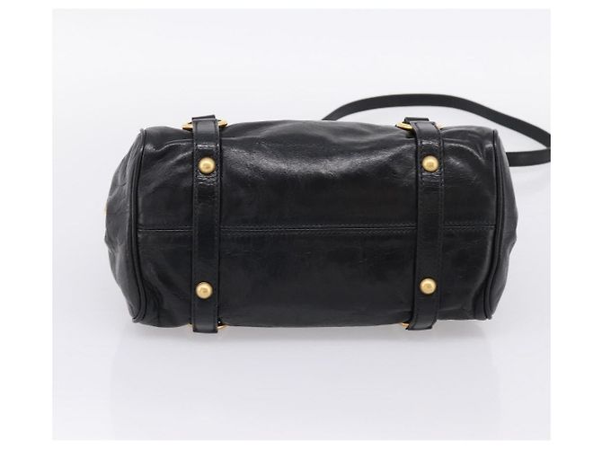 Borsa a mano Miu Miu con fiocco laterale in pelle 2way Nero Oro Auth am12763M D'oro - vista 5