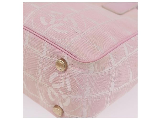 Borsa Tote CHANEL New Travel Line Nylon Rosa CC Oro Auth 206414A D'oro - vista 13