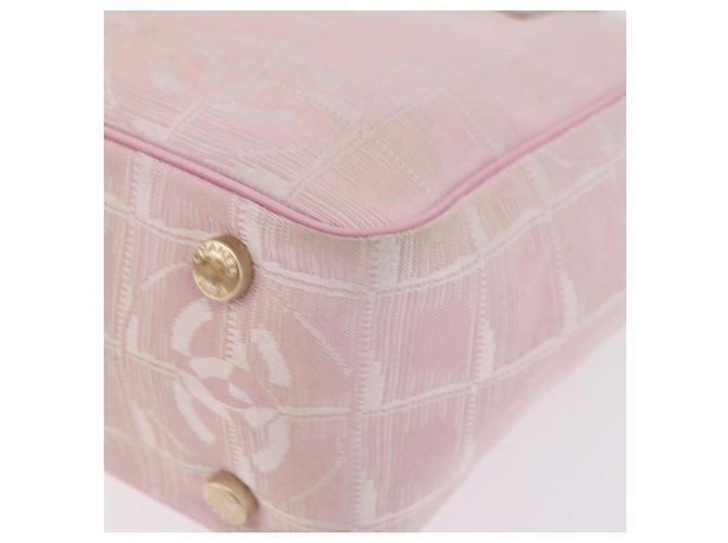 Borsa Tote CHANEL New Travel Line Nylon Rosa CC Oro Auth 206414A D'oro - vista 15