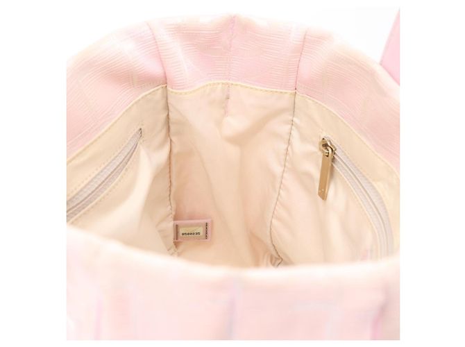 Borsa Tote CHANEL New Travel Line Nylon Rosa CC Oro Auth 206414A D'oro - vista 19
