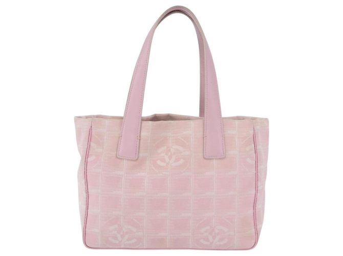Borsa Tote CHANEL New Travel Line Nylon Rosa CC Oro Auth 206414A D'oro - vista 2