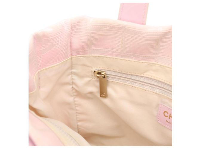 Borsa Tote CHANEL New Travel Line Nylon Rosa CC Oro Auth 206414A D'oro - vista 20