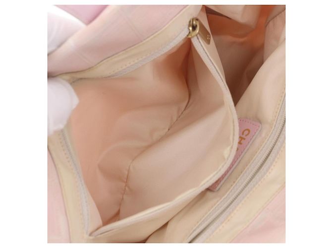Borsa Tote CHANEL New Travel Line Nylon Rosa CC Oro Auth 206414A D'oro - vista 23