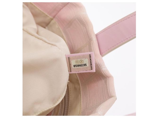 Borsa Tote CHANEL New Travel Line Nylon Rosa CC Oro Auth 206414A D'oro - vista 24