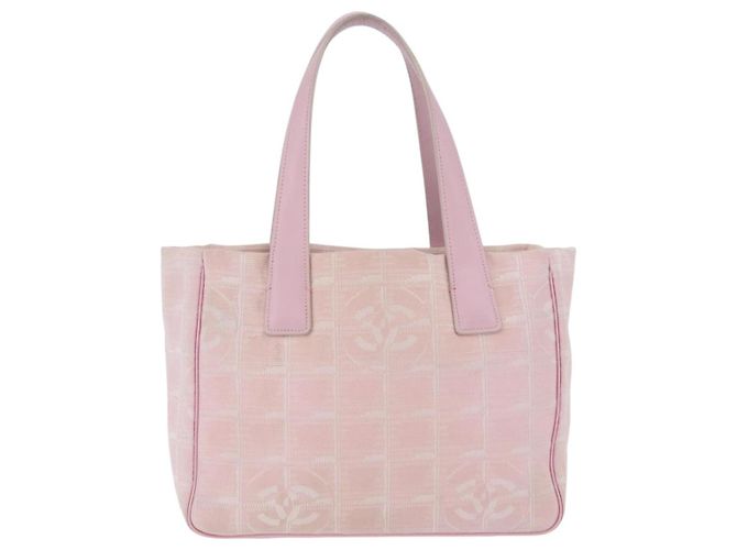 Borsa Tote CHANEL New Travel Line Nylon Rosa CC Oro Auth 206414A D'oro - vista 3
