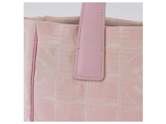 Borsa Tote CHANEL New Travel Line Nylon Rosa CC Oro Auth 206414A D'oro - vista 4