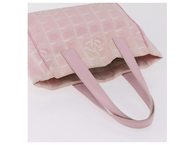 Borsa Tote CHANEL New Travel Line Nylon Rosa CC Oro Auth 206414A D'oro - vista 7