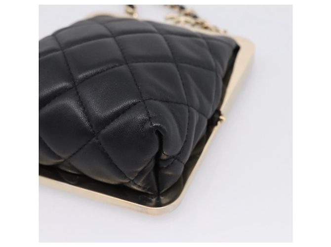 CHANEL Kettenbeutel aus Lammleder Schwarz Goldfarben CC Auth 206632SAV - Ansicht 10