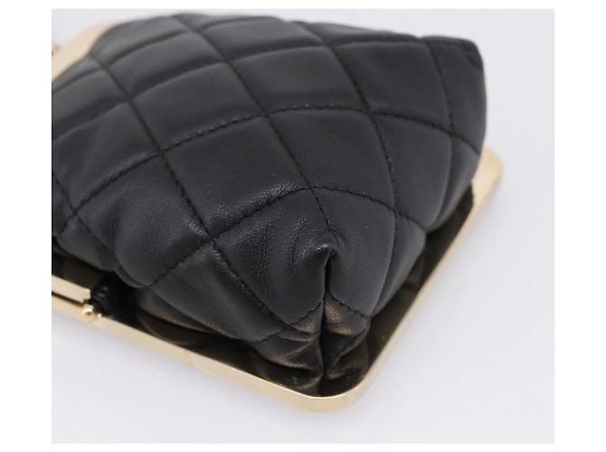 CHANEL Kettenbeutel aus Lammleder Schwarz Goldfarben CC Auth 206632SAV - Ansicht 11
