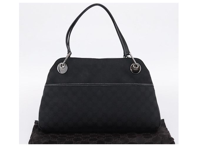 Borsa a tracolla GUCCI GG Canvas Nero Argento 121023 Auth 205278V - vista 23