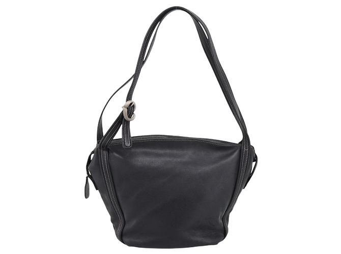LOEWE Schultertasche Leder Schwarz Silber Authentisch 205333V - Ansicht 13