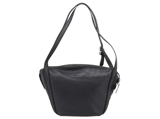 LOEWE Schultertasche Leder Schwarz Silber Authentisch 205333V - Ansicht 2