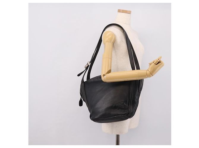 LOEWE Schultertasche Leder Schwarz Silber Authentisch 205333V - Ansicht 20