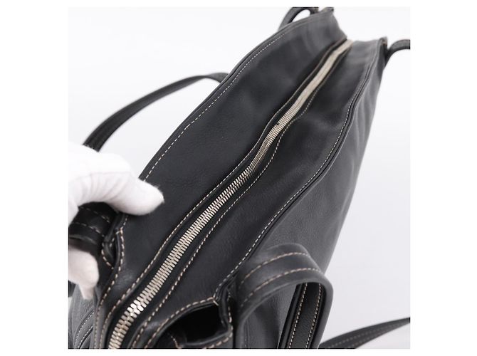 LOEWE Schultertasche Leder Schwarz Silber Authentisch 205333V - Ansicht 6