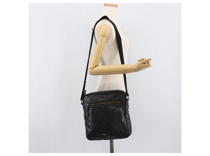 Borsa a tracolla GUCCI GG Implementation Coated Canvas Black 201448 Auth BA16084 Nero Argento - vista 26