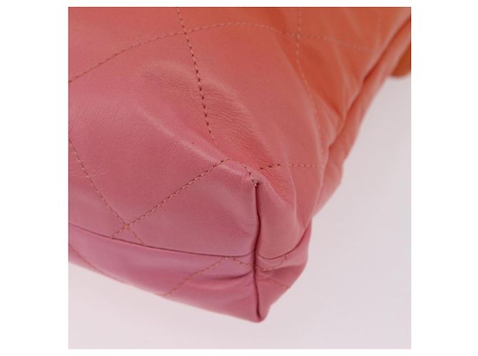 Borsa a tracolla CHANEL Large Hobo Matelasse con catena in pelle di vitello Orange Auth ka6476SAM Arancione - vista 13