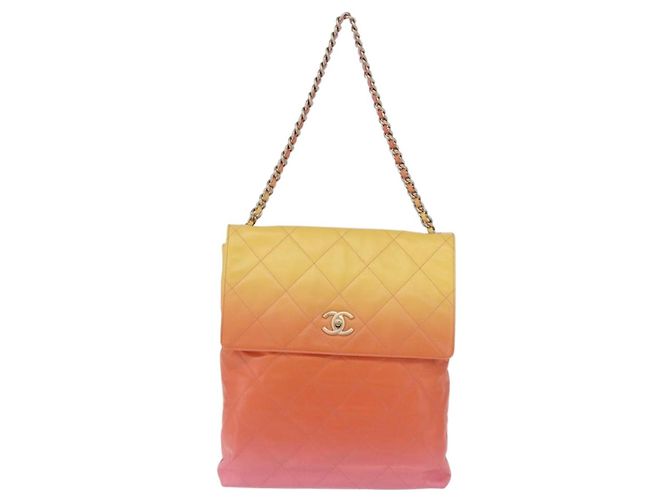 Borsa a tracolla CHANEL Large Hobo Matelasse con catena in pelle di vitello Orange Auth ka6476SAM Arancione - vista 2