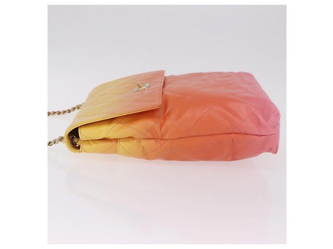 Borsa a tracolla CHANEL Large Hobo Matelasse con catena in pelle di vitello Orange Auth ka6476SAM Arancione - vista 5