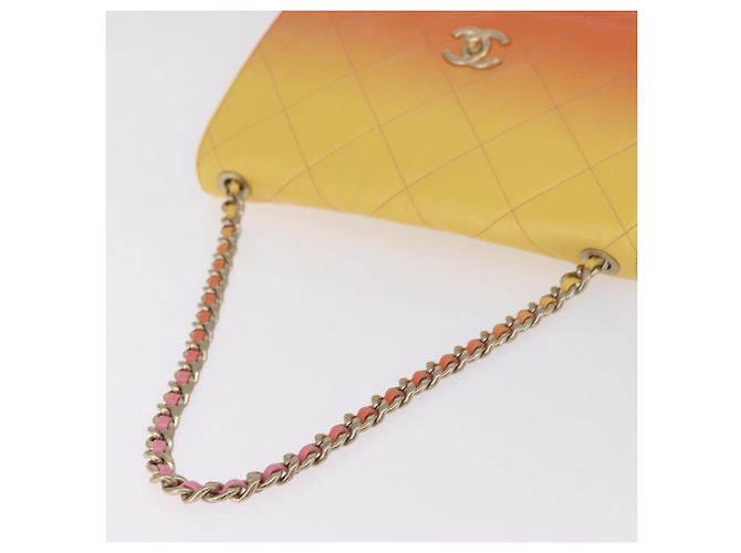 Borsa a tracolla CHANEL Large Hobo Matelasse con catena in pelle di vitello Orange Auth ka6476SAM Arancione - vista 7
