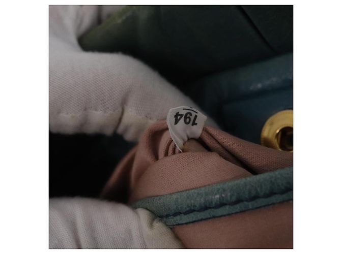 Borsa a Mano Miu Miu Matelassé Vitellolux 2way Verde Oro Auth 202508V D'oro - vista 12
